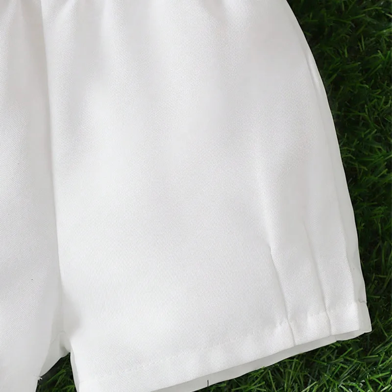 Infant Boys Girls First Baptism Outfit Cotton Summer Short Sleeve Shirt with Peter Pan 2 Pieces Sets Baby Toddler Daily Clothes 250304
