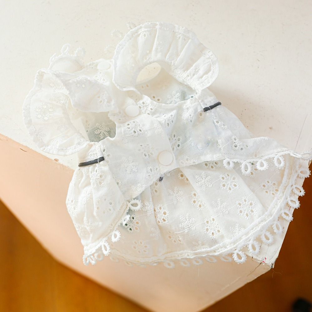 Bichon Frise White Spring Cat Dog Dress Hollow Out Skin-friendly Puppy Skirt Soft Pet Skirt For Cat Dog