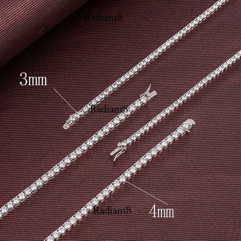 ALITREE Sterg Sier Moissanite Tennis Necklace for Women 3/4/5mm Dias With GRA Certificate Neck Chain Fine Jewelry