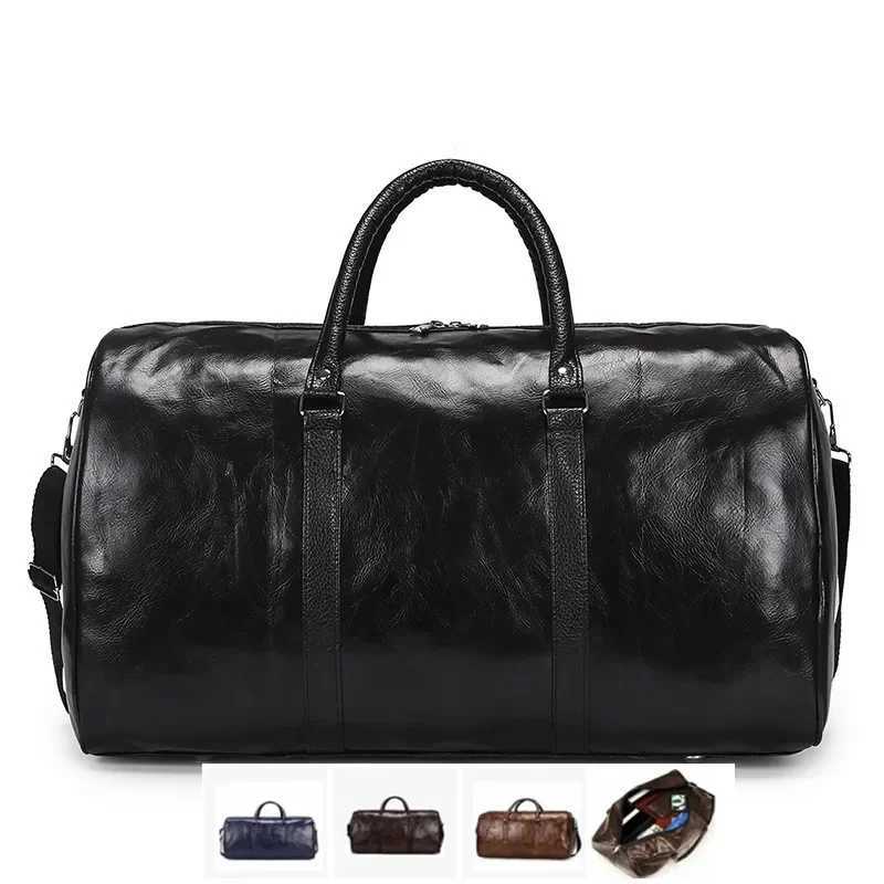 Leather Travel Bag Large Duffle Independent Big Fitness Bags Handbag Bag Luggage Shoulder Bag Black Men Fashion Zipper Pu Bag Y250304