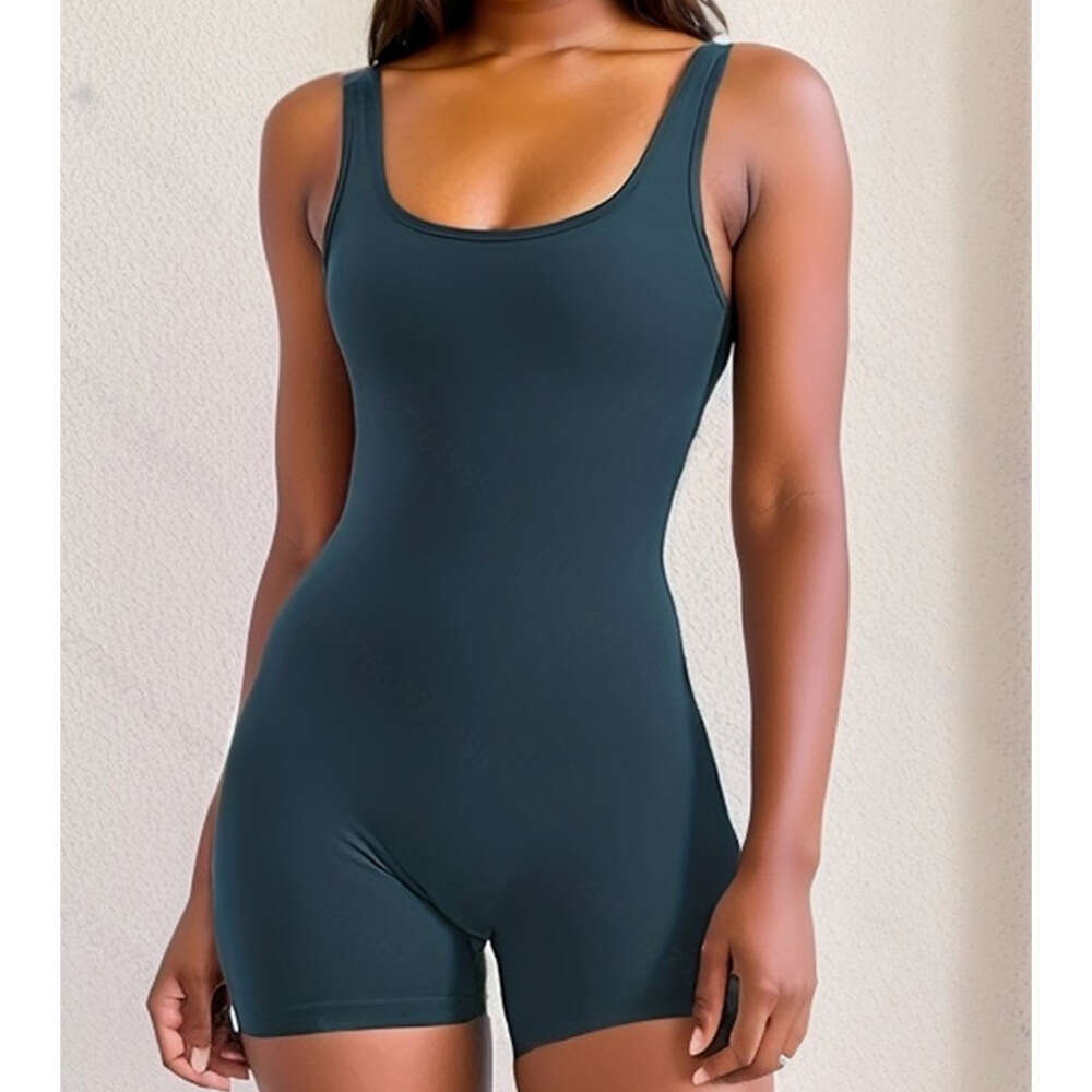 New European and American jumpsuit with no awkward es, hollowed out beautiful back, body training, fiess exercise jumpsuit, women's 2025 new casu