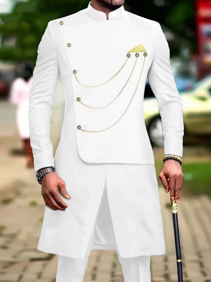 Mens fashion solid color dress two-piece set 250303