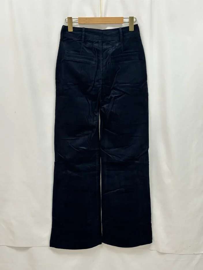 Women 2025 High-Waisted Double Pocket Corduroy Micro-Flared Wide-Leg Casual Pants