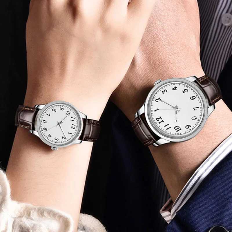 Minimalist Couple Analog and High-grade Leather For r Casual Quartz Clock Classic Retro Wrist rs GiftXJ250304