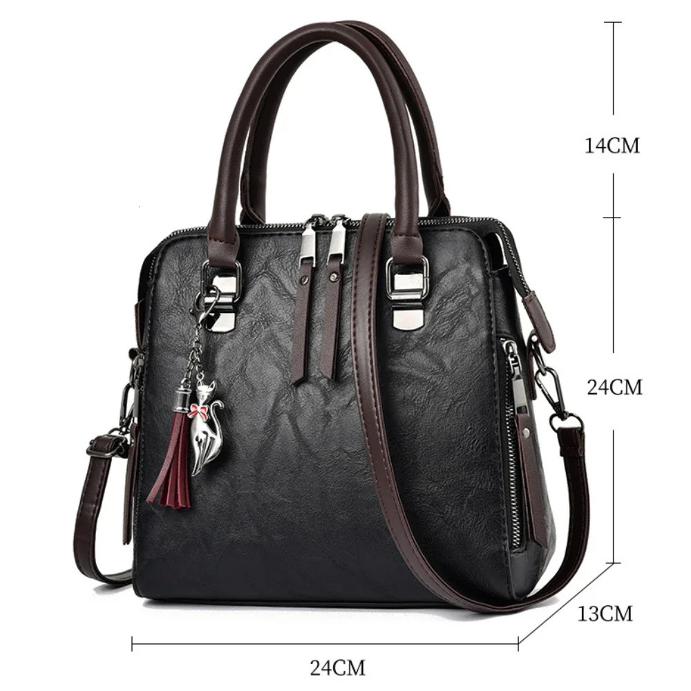 Vintage PU Leather Ladies HandBags Women Messenger Bags TotesTassel ner Crossbody Shoulder Bag Boston Hand 250303