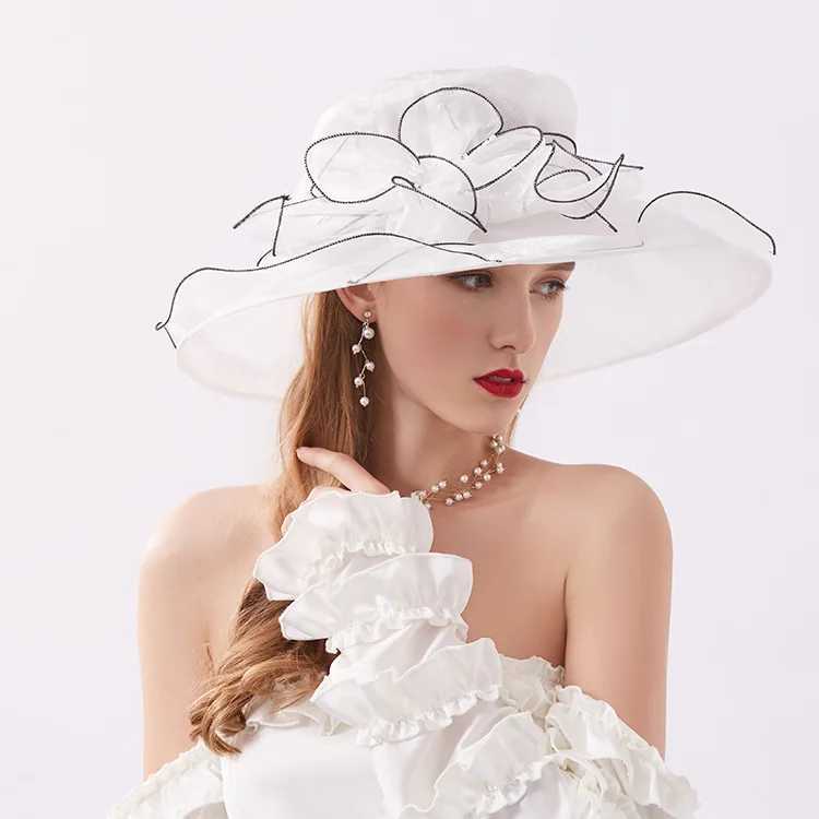 Eugenia European style hat vintage flower top hat womens summer mesh fisherman hat sun protection foldable sun hatXJ250304