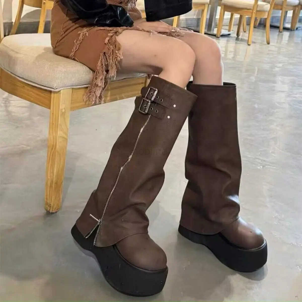 Thick Soled Boots Wern Knight Boots Long Tube Boots For Wen In Autumn And Winter Knee Length Slim High Tube Boots Z250304