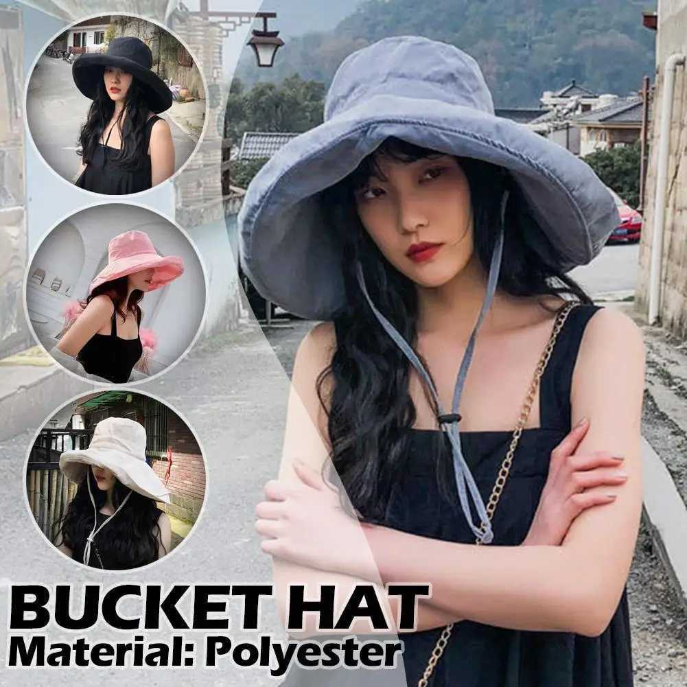 Large Brim Hat Fishermans Hat Womens Spring And Summer Hat Sun Bucket Color Solid Hat Sun Visor Foldable Hat Casual Hat T K3T5XJ250304
