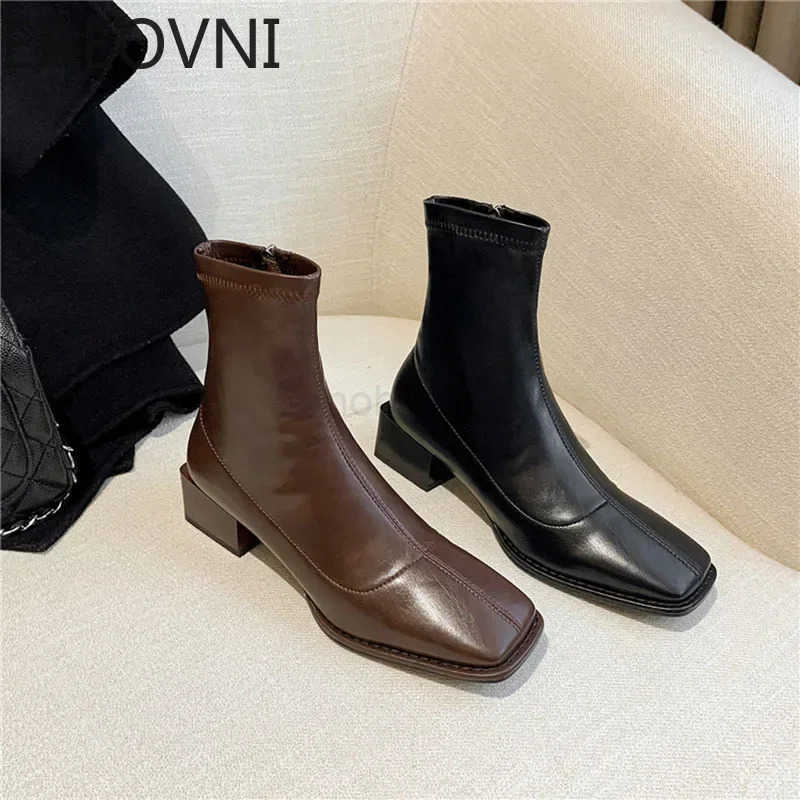 Fion Style Ankle Boots Wen Shoes Zippers Low Heel Bota Ladies Cfort Morder Short Bootties Z250304