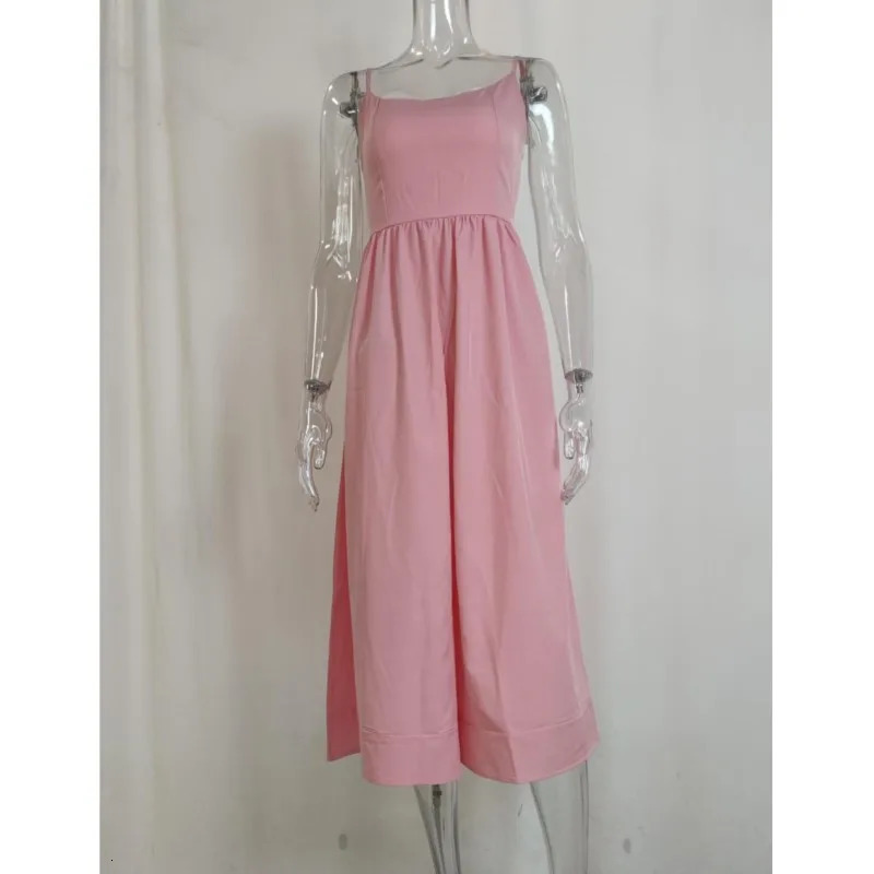 Midi Dress, U-Neck Sleeveless - Lightweight Casual Summer Dress for Women, Available in White & Pink C260312