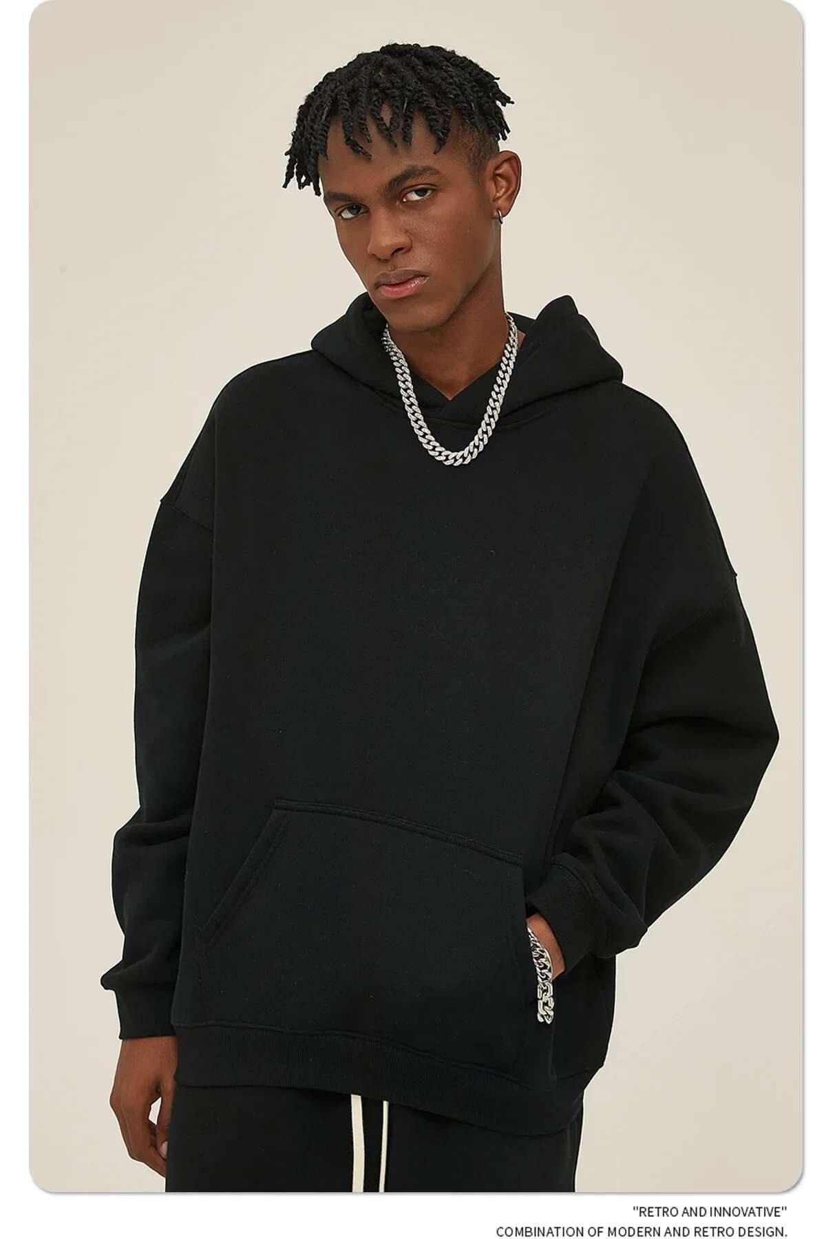 Autumn And Winter New Products Loose Veet 350G Oversize Thickened Hooded Tide Brand Men's Sweater