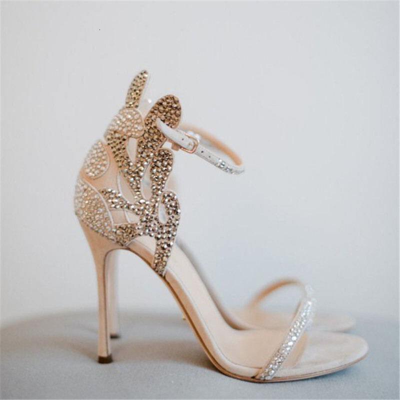 Ins Fashion Show Solid Color Hot Diamond Simple One Line Buckle Sexy High Heel Sandals