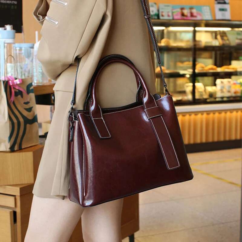 Cowhide Women's Tote Bag 2024 New Large Capacity Genuine Leather Women Shoulder Crossbody Bags Fashion Female Handbag 6002