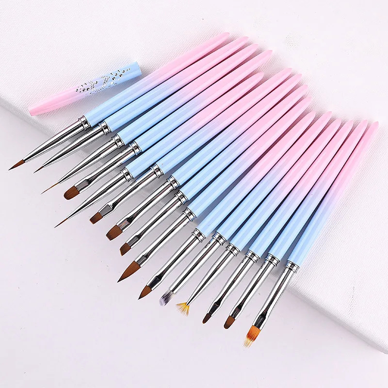 1/15PCS Nail Art Brushes Nail Polish Gel Painting Pen Liner French Stripes Brush Nail Accessories Uv Gel Brushes Manicure Tool 250304
