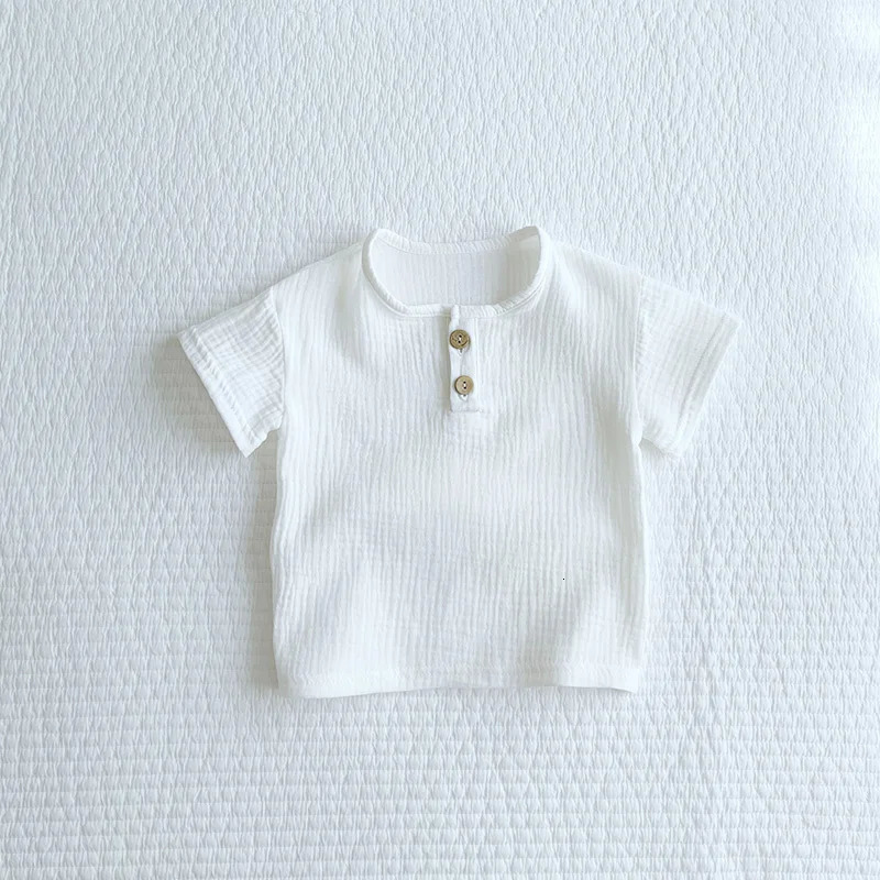 Muslin Cotton Baby Boy Clothing Set Summer Children Clothing Short Sleeve Tops T-shirt Shorts Kids Clothes 250304