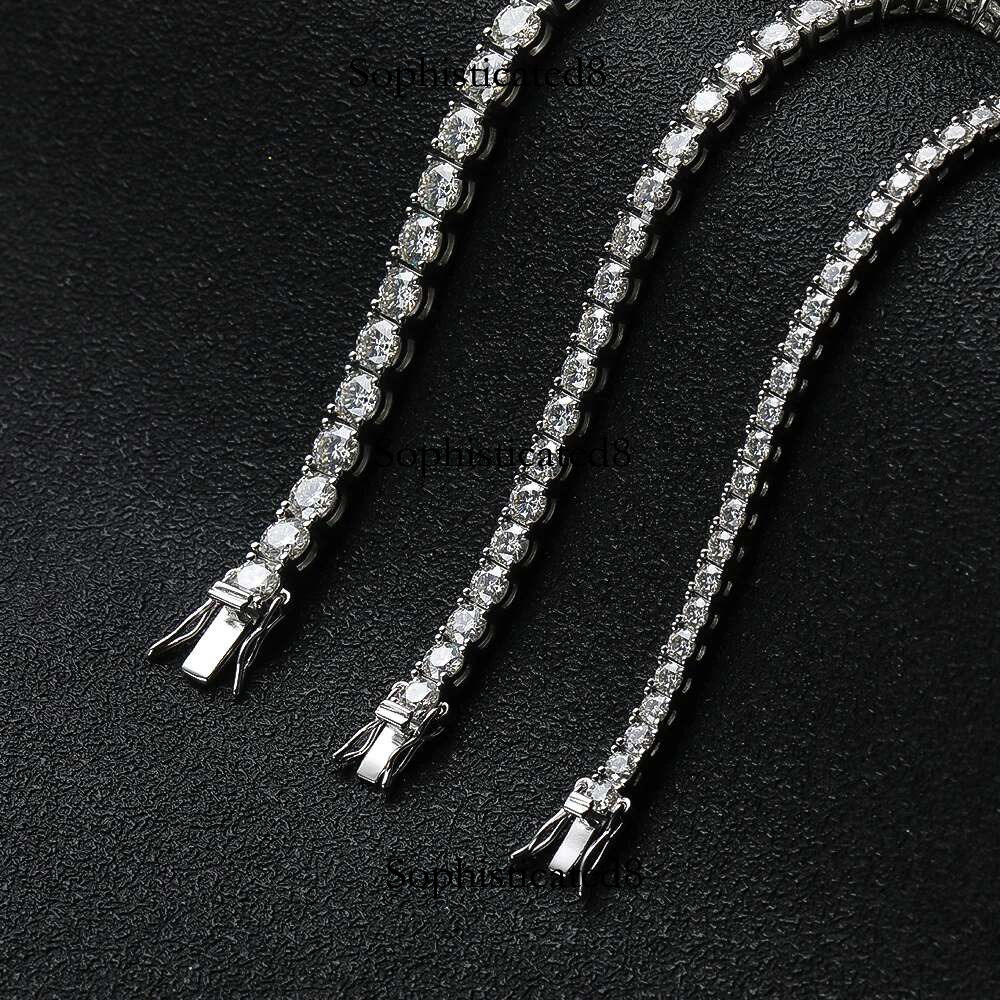 OEVAS 100% Sterg Sier Real 3-5mm Moissanite Bracelet For Women Sparkg Wedding Party Fine Jewelry Valentine's Gifts