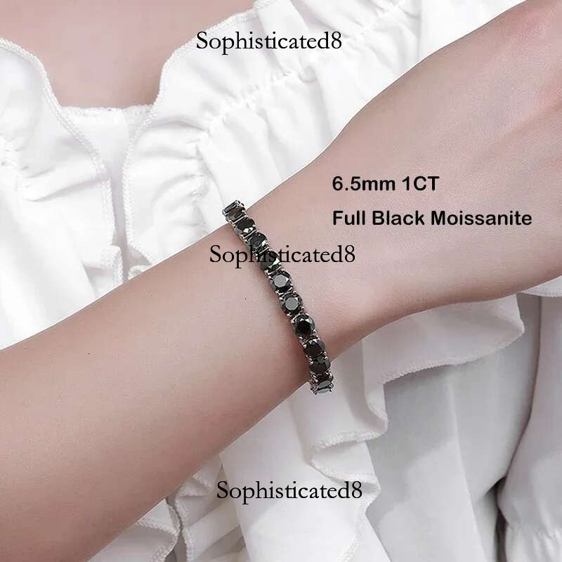EWYA GRA Certified Real 3/4/5/6.5MM Full Black Moissanite Tennis Bracelet for Women Men S Sier k Bracelets Fine Jewelry
