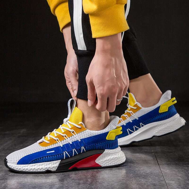2025 Fashion Platform Sneakers Flying Woven Men Mesh Breathable Casual Men's Shoes Tenis Mascuo atillas Hombre