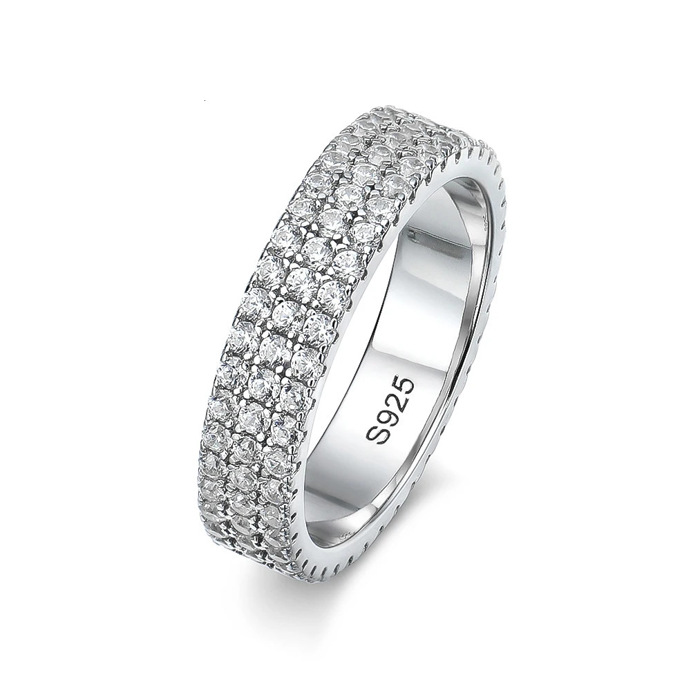 KNOBSPIN Full Ring 925 Sterling Sliver Plated 18k Band Hip Hop Rings for Woman Man Party Sparkling Jewely 250227