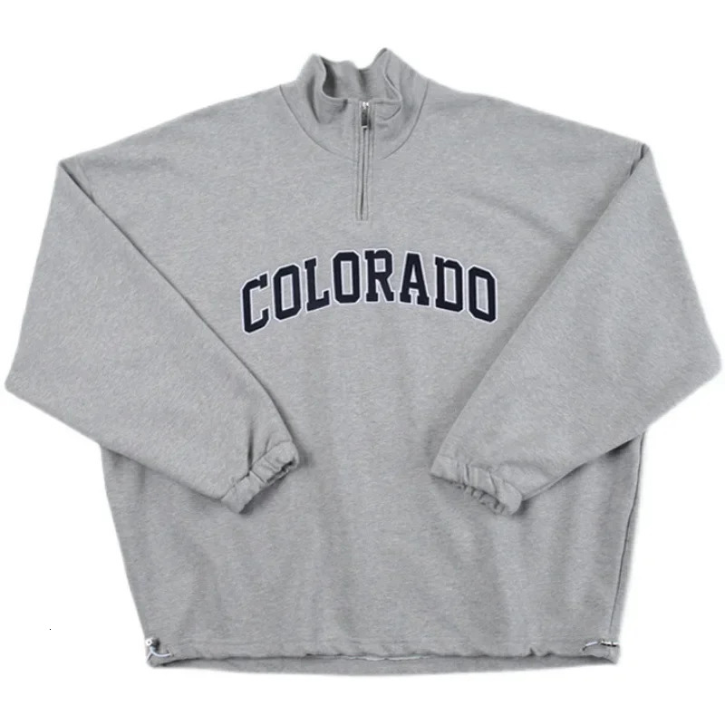 2023 Spring and Autumn Half Zip Standing Neck Sweater Mens Loose Korean Fashion Letter Printing Pullover Coat 250304