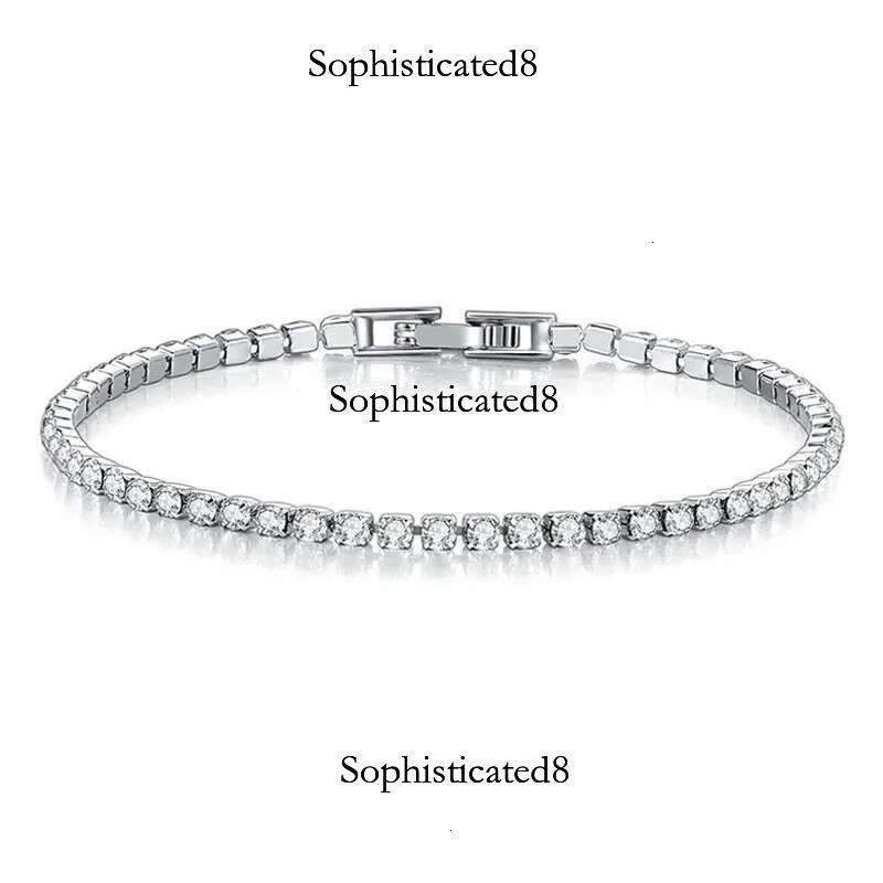 New Sterg Sier Hip Hop Fashion Women's Tennis Rose Gold Shining Cubic zirconia Bracelet Wedding Jewelry Gift
