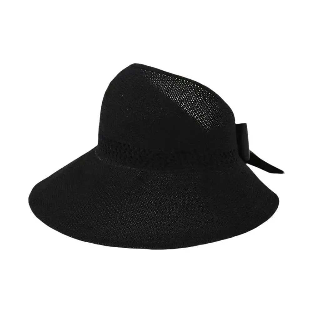 Summer Sun Hat Fashionable Travel Bow Womens Holiday Str Beach Folding Hat Brim Sun Hat Protection Large Hat Sun K9K3XJ250304