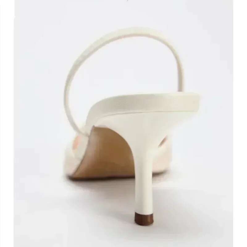 Embroidered Elegant Mesh wers Designer Heeled Sandals Women 2025 Summer Sexy Sgback Pointed Toe Thin High Heels Dress Shoe