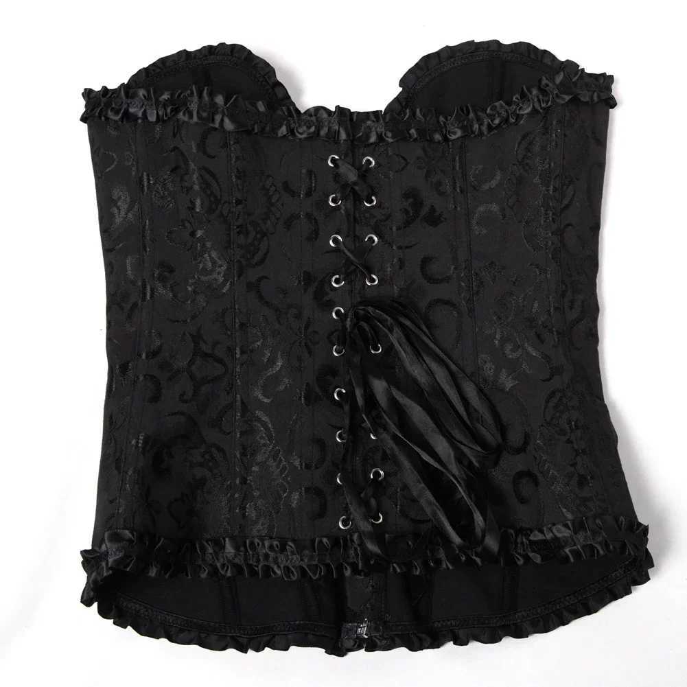 Sexy Bustiers And Corsets Floral Lace Tops For Women Vintage Corset Gothic Overbust Satin Jacquard CorsetXJ250304