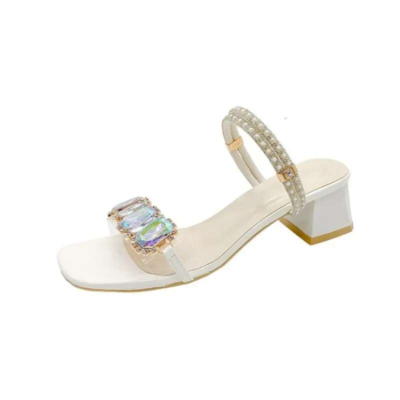 Rhie Sandals Fashion for Women Summer 2025 Square Heels Open Toe Slippers Woman Transparent PVC Jelly Sandal Mujer