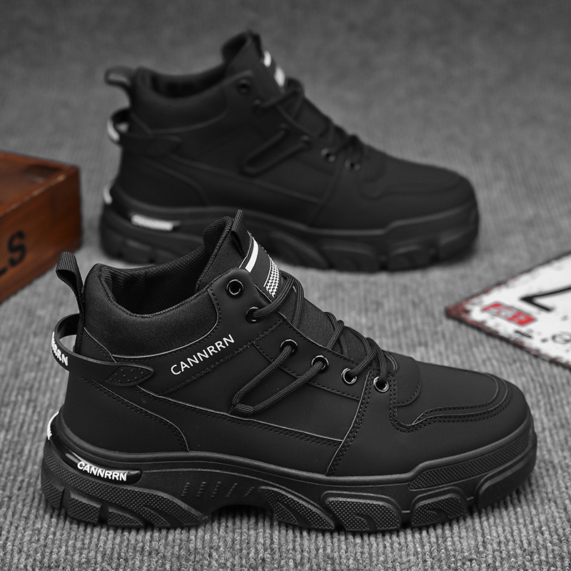 Four Seasons 2025S New Original Designer Fashionable High Top Martin Boots Men s Lace Up Versatile Outdoor Hiking Shoes Anti Slip Casual Short Boots