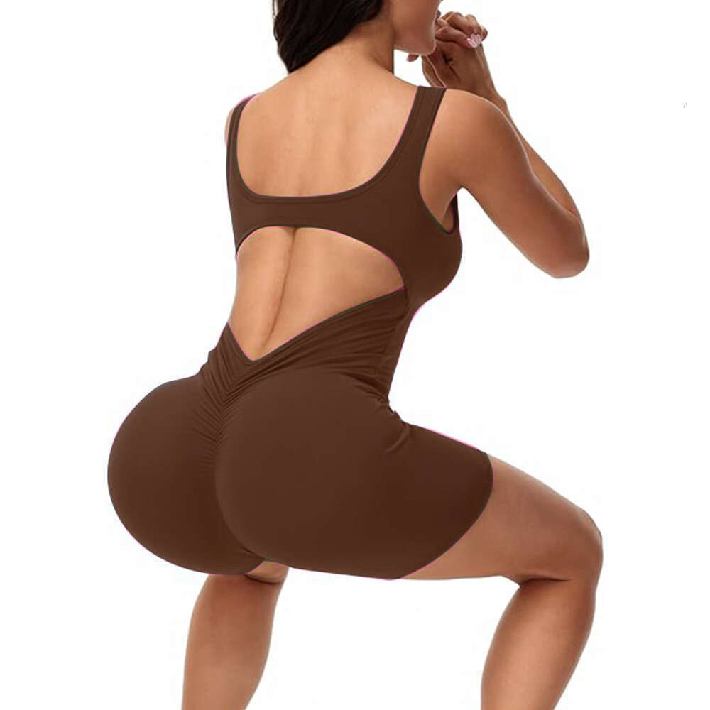 New European and American jumpsuit with no awkward es, hollowed out beautiful back, body training, fiess exercise jumpsuit, women's 2025 new casu