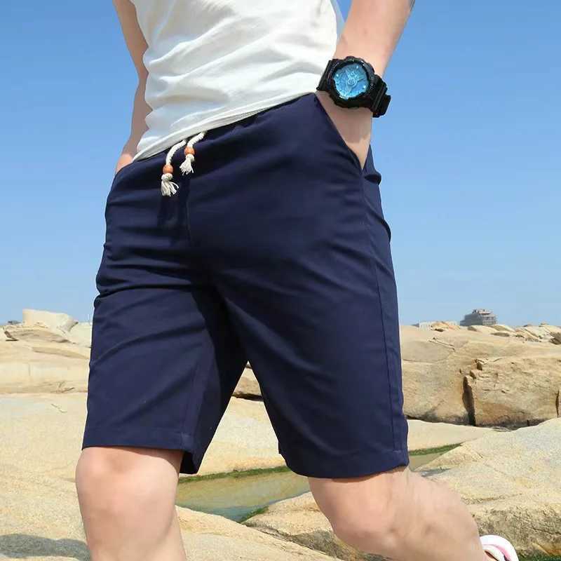 2024 new mens casual shorts fitness jogging pants retro classic color clothing waist hanging bead drawstring sports shortsT250304