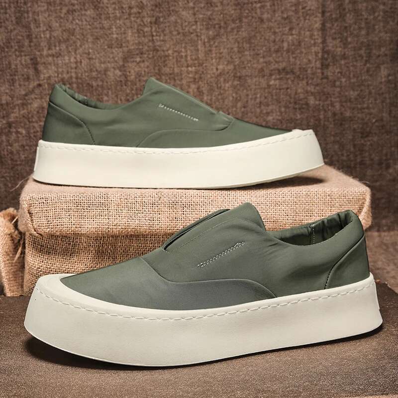 Canvas Summer Platform Casual Sneakers Man en Vulcanized For New Walking Loafers Men Slip On Shoes Green