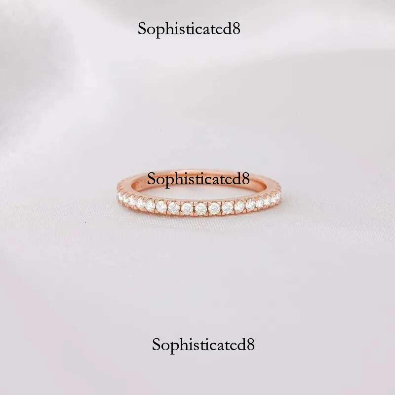 TIGRADE 2mm Sterg Sier for Women Wedding Band Cubic Zirconia Full Eternity Stackable Engagement Ring
