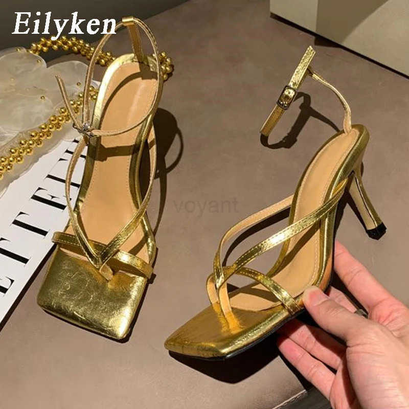 Eilyken Square Ankle Strap Sandals Wen Fi High Heel Gladiator Narrow Band Party Dress Pump Shoes Zapatos De Mujer Z250304