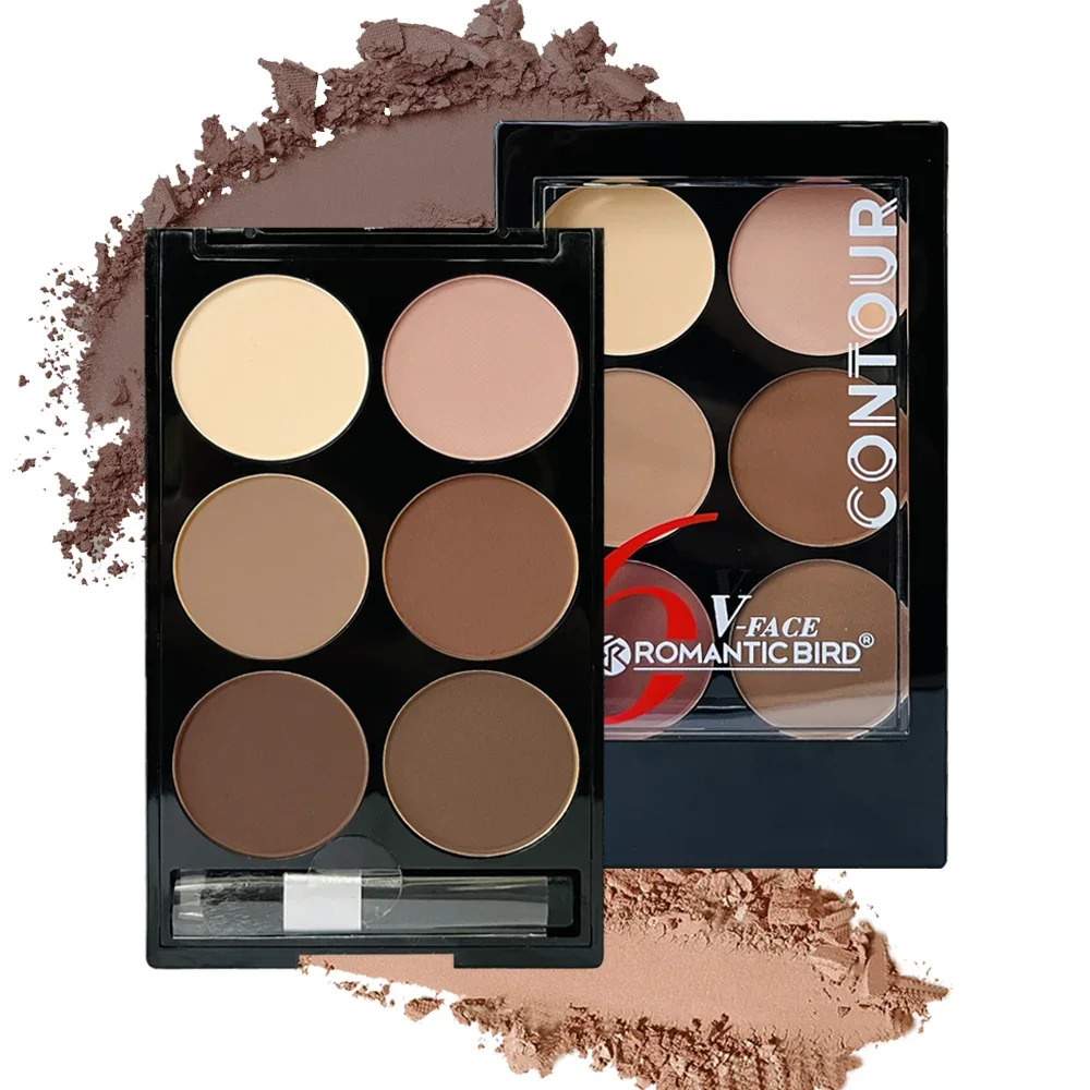 6 Colors Highlight Contouring Powder Palette Face Shadow Makeup With Brush Bronzer Color Correcti 250219