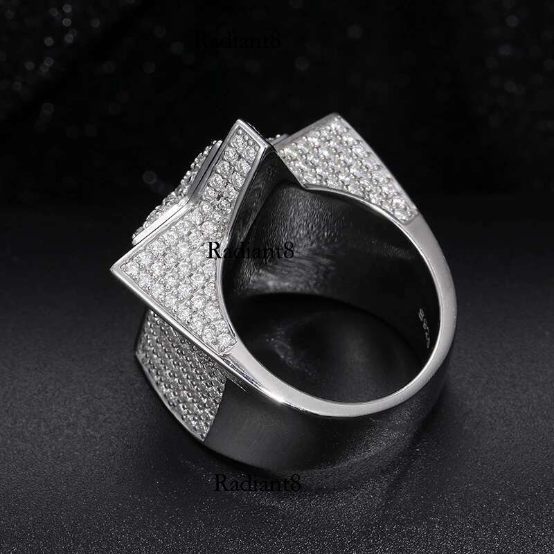 Fine VVS1 With Certificate Star For Men Sterg Sier Moissanite Rings Hip Hop Jewelry