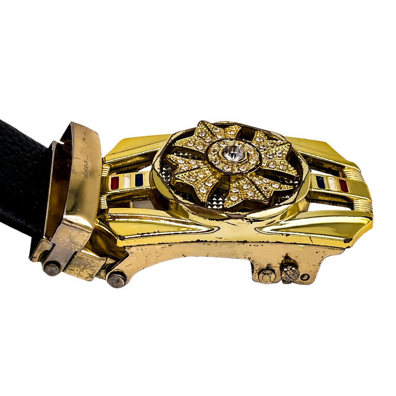Men's belt black automatic buckle head belt light luxury Korean version of the trend of business formal black belt