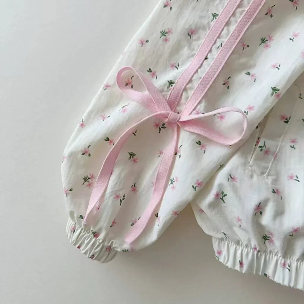 Summer Baby Long Sleeve Clothes Set Children Hooded Cardigan Coat Shorts 2pcs Suit Toddler Girls Floral Bow Outfits 250304