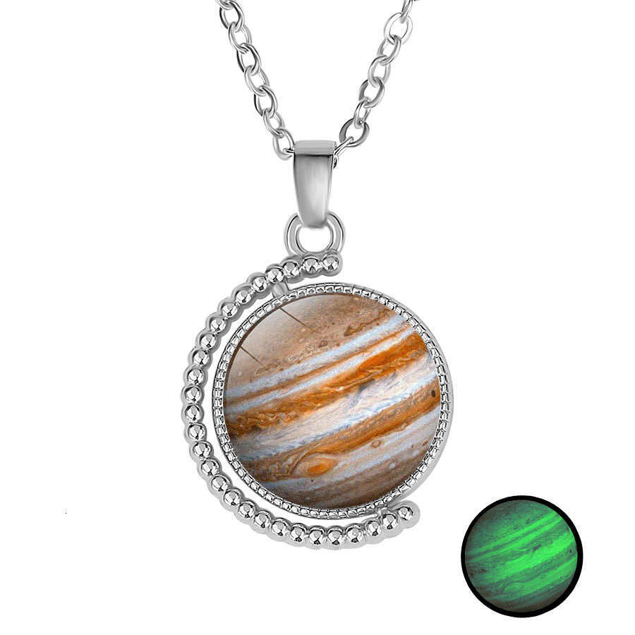 Eight Planets Double sided Rotating Pendant Creative Universe Solar System Guardian Starry Sky Luminous Necklace