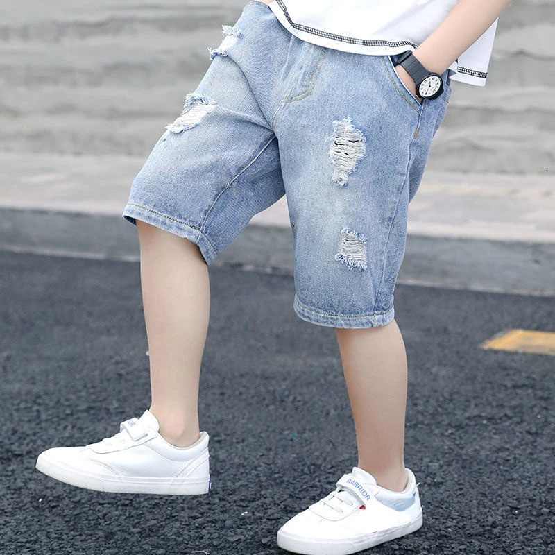 Boys Jean Short Pants Kids sports Shorts Teenagers Letter Trousers Summer 3 To 12 Yrs Big Childrens Clothes Casual 250303