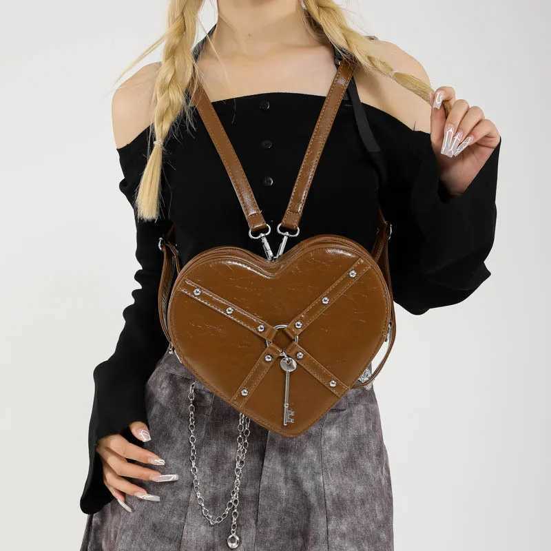 Shoulder Bag Heart shaped Wallet Handbag Red PU Leather Gothic Handbag Fashion Womens Cross Body Bag Z250303