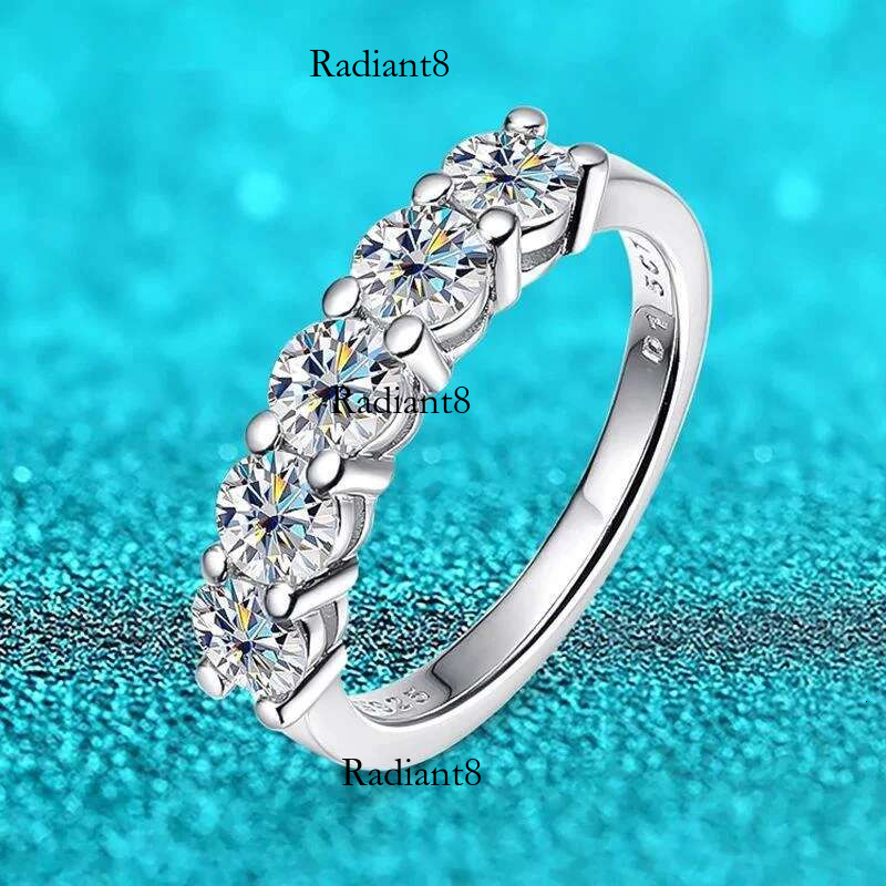 JoyceJelly 4mm D Color VVS Moissanite Ring For Women Total 1.5CT S Sterg Sier Jewelry Pass Dia Tester Wedding Bands
