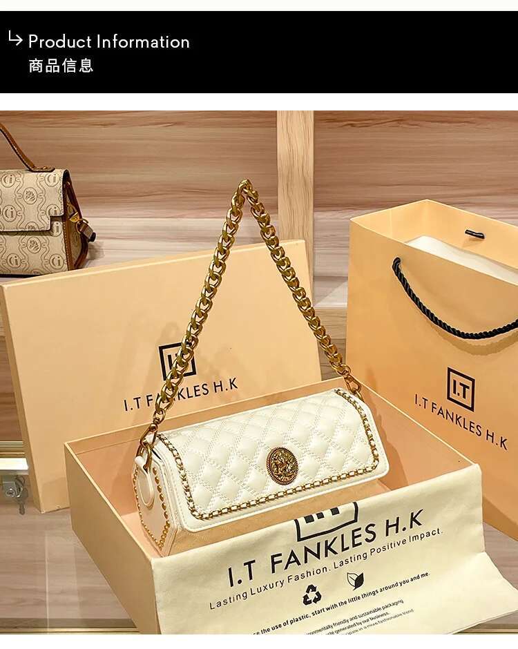 Light Brand Women's Handbag New Designer High-Quality Shoulder With Contrasting Color Retro Crossbody Chain Bag