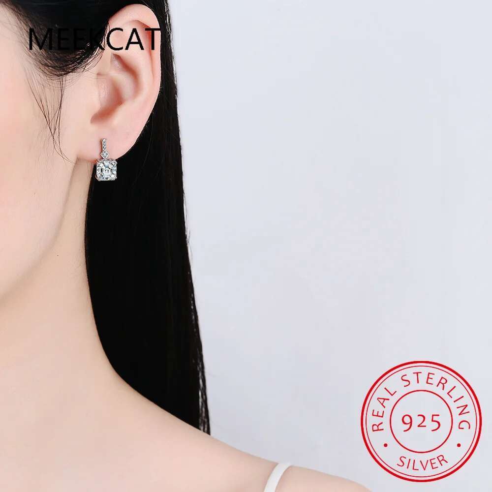 D Color VVS1 EX 1.0 CTTW Square Moissanite Ear Buckles for Women Wedding Engagement Sterg Sier Fine Jewelry