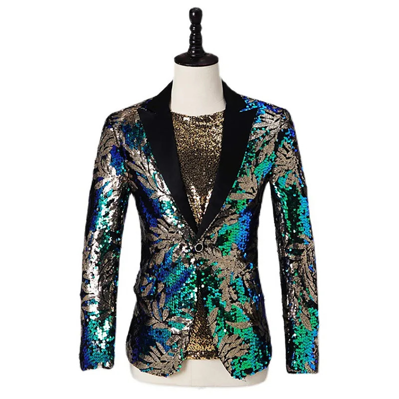 Mens Bar Concert Performance Glitter Trailblazer Jacket Singer Stage Costume Party Slimming Tailcoat Set 250304