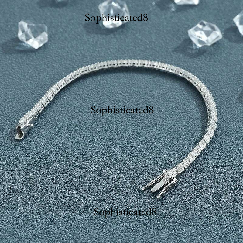 Tezzc New style Rhombus 1.2mm Full Moissanite Tennis Bracelet For Women Men S Sterg Sier Dia k Chain Bracelets