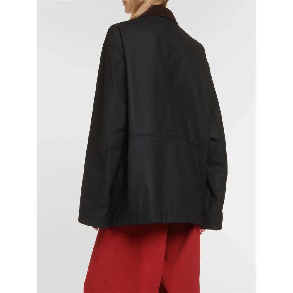 Women's Ribbed Turn-Down Collar Zipper Coat Simple Casual Female Safari Style Large Pockets Jacket Autumn Winter