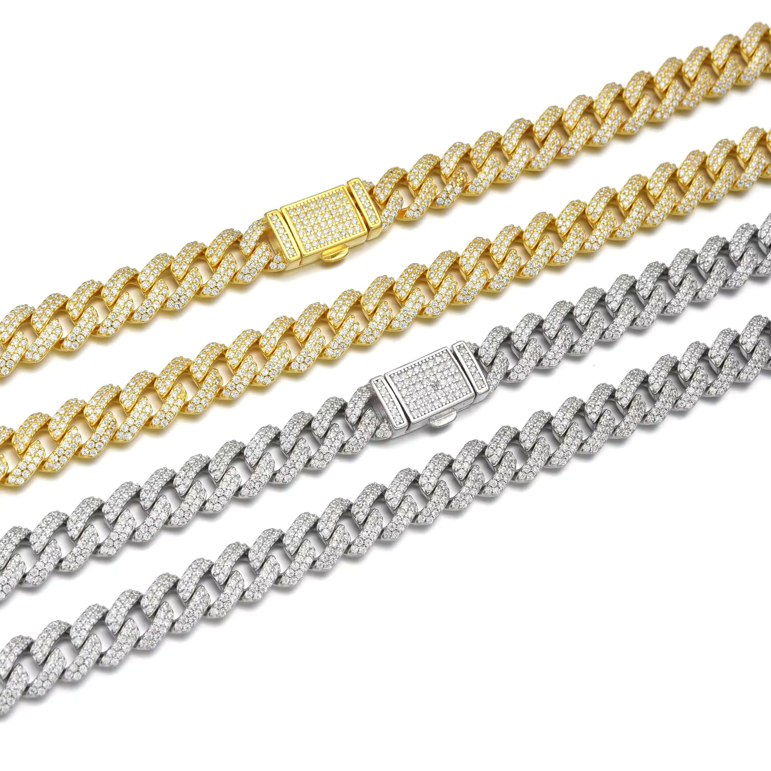 Moissanite Cuban k Chain Custom Jewelry Miami Real Sterg Sier Cadena Cubana Dia Cut Hip Hop Necklaces Gifts
