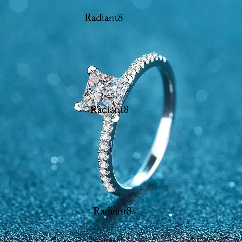 NeeTim 1ct 2ct Princess Moissanite Engagement Ring for Women D VVS1 Dia Proposal Bridal Rings Sterg Sier Wedding Band